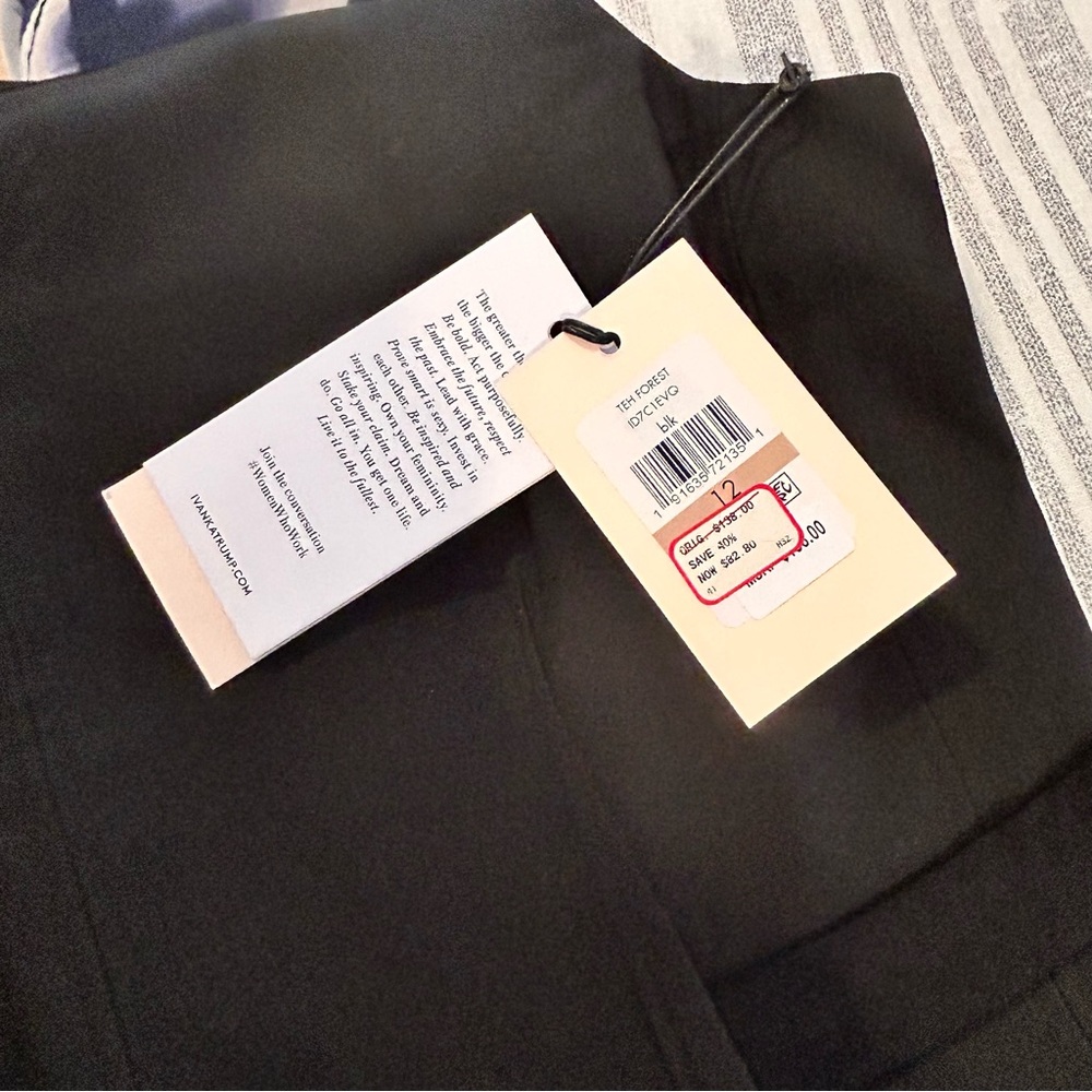 Ivanka Trump Black Sleeveless Cocktail Sheath Dress sz 12 Suede like Details NWT - Picture 8 of 8